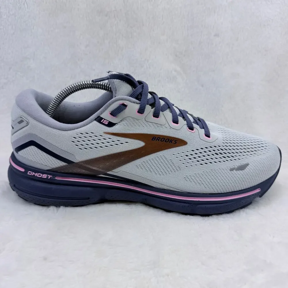 Brooks Ghost 15 Women's Running Shoes Spa Blue Copper Gray Pink Size 12 Wide